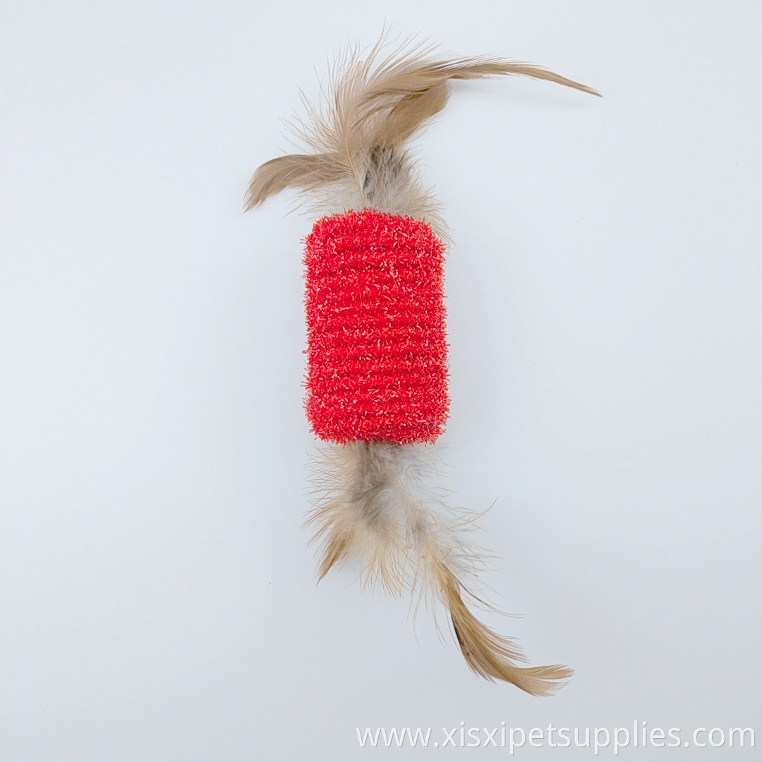 Factory stock candy roller with feathers to sharpen claws Cat toys